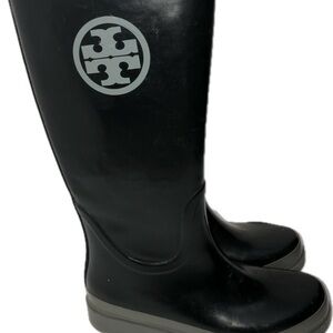 Tory Burch Logo Black Rain Boots size 8